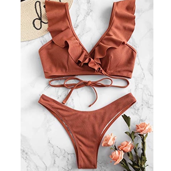 Ribbed Bikini Set - Brown - Picture 4 of 6